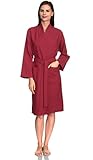 TowelSelections Women's Robe, Kimono Waffle Spa Bathrobe Small/Medium Holly Berry