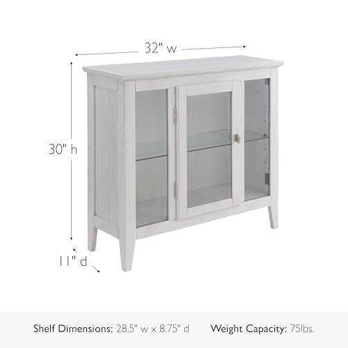 Image of Leick Home Ryan Curio Cabinet, 30 inch, Weathered White