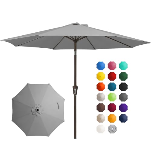 Image of JEAREY 10FT Outdoor Patio Umbrella, Market Umbrella, Light Gray