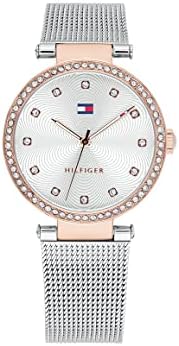 Tommy Hilfiger Analog Quarzuhr für Damen mit Silbernes Edelstahl-...
