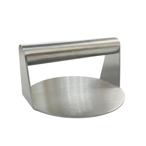 Fackelmann Pressa schiaccia hamburger in acciaio inossidabile, ideale per smash burger, per burger sulla piastra, lavabile in lavastoviglie, dimensione Ø14x10 cm