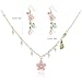 IQIC Pink Flower Necklace Earrings Set for Women Cherry Blossm Floral Pearl Pendant Necklace Pink Flower Dangle Drop Earrings Fairy Statement Wedding Jewelry Set (cherry blossom set)