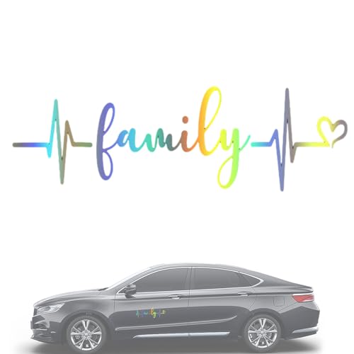 Family Heartbeat bildekal - utskurna bilfönsterklistermärken, bakre stötfångare, kaross | utsökt bildekoration för familjens kärlek, M väggfönster