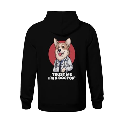 Kids Trust Me I'm A Dogtor Funny Doctor Corgi Boys Girls Lightweight Kangaroo Pocket Fleece Hoodies3
