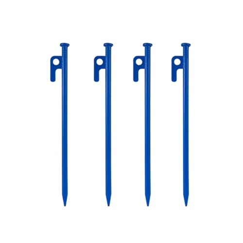 4Pcs Heavy-Duty Forged Steel Tent Stakes, 12in/16in, with Storage Pouch – Ideal for Rocky Terrain, Snowfields, and Camping (4Pcs 12in Stakes Included) (Blue)