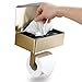 Day Moon Designs Porte-Papier Toilette avec Tablette - Distributeur et Rangement de lingettes humides pour Toutes Les salles de Bain - Organisateur Mural en Acier Inoxydable - Doré, Grand