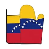 QWVBN Flagge Venezuelas Küche Backset (hitzebeständige Handschuhe + Untersetzer), leicht zu reinigen, ideal zum Backen und Kochen