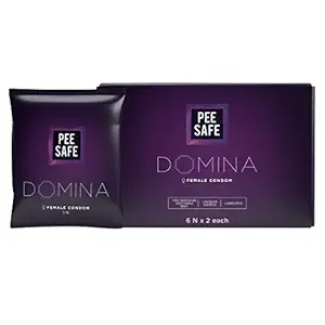 PEESAFE Domina Female Condom No Artificial Colour Dye Made with Natural Rubber Latex Lavender Fragrance With Biodegradable Disposable Bags, 12 count