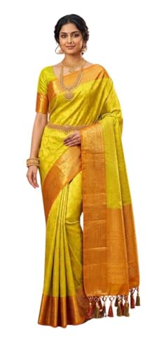 Image of VFCollections Women's Kanchipuram Silk Pure Pattu Sarees With Blouse