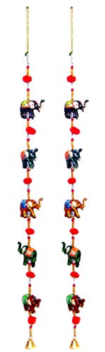 Porte à suspendre cinq éléphants de style indien avec perles décoratives - 3