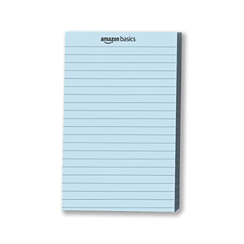 Image of amazon basics Wide Ruled 5X 8 - Inch 50-Sheet Lined Writing Note Pad Blue - Pack Of 12