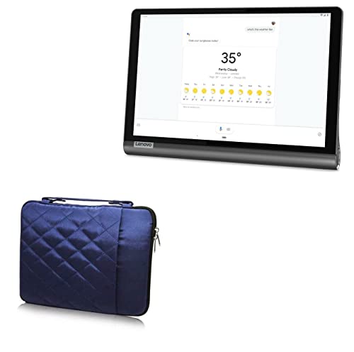 BoxWave Case Compatible with Lenovo Yoga Smart Tab Row - Quilted Carrying Bag, Soft Synthetic Leather Cover w/Diamond Design - Navy