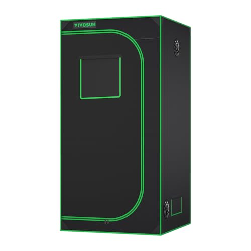 VIVOSUN S336 3x3 Grow Tent, 36"x36"x72" High Reflective Mylar with Observation Window and Floor Tray for Hydroponics Indoor Plant for VS2000/VS3000