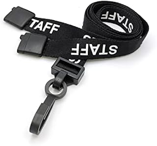 100 x Blue Staff Printed Lanyards with Metal Clips and Safety Breakaways