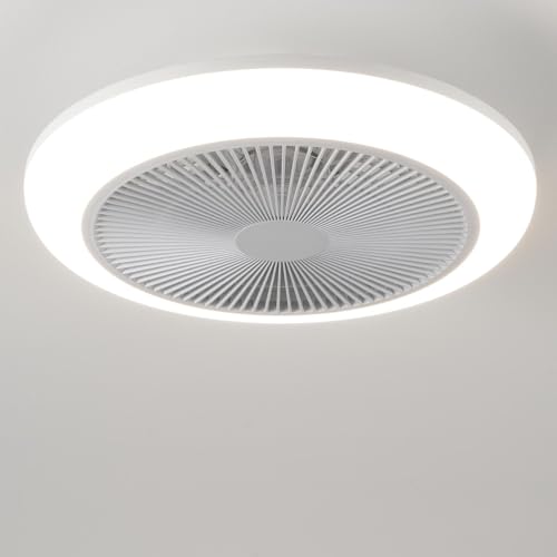 HARPER LIVING Ceiling Fans with Lights and Remote, Dimmable LED Ceiling Fan Lamp, 50W 4000LM Quiet Fan Light with Cover for Bedroom Living Room Kitchen, 3 Color Changing/6 Speeds/Timing