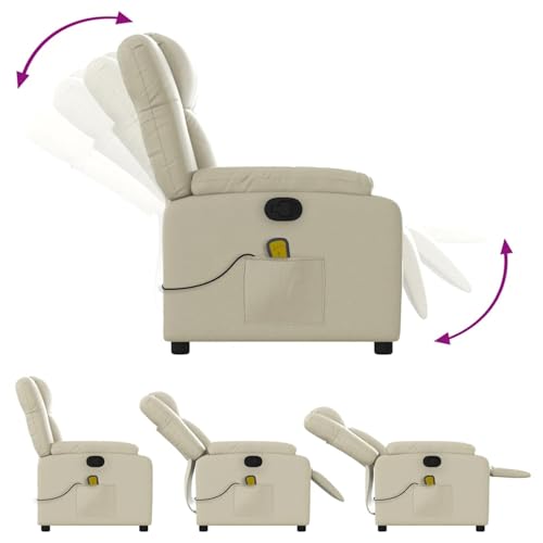 Gecheer Massagesessel mit Relaxfunktion, Kunstleder, Creme, Sessel Wohnzimmer Fernsehsessel Liegesessel für Entspannung Homeoffice Leseecke3206189 – Bild 6