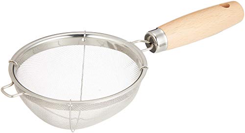 Endoshoji BOL7501 Professional Olive Tea Strainer, Large, Natural Wood, Stainless Steel, Made in Japan