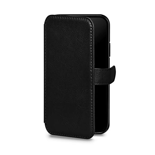 Sena Wallet Book Classic Leather Cell Phone Case for iPhone X, XS - Wireless Charging Compatible, Black