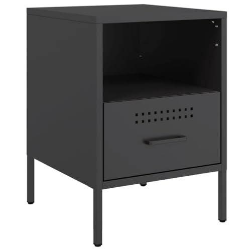 vidaXL Table de Chevet, Armoire de Lit avec Pieds, Table de Nuit avec Compartiment, Armoire de Nuit Chambre à Coucher, Noir 36x39x50,5 cm Acier