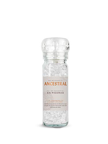 Molinillo de Sal de Manantial en Piedras, 90g. 100% Natural, Sin Aditivos. Del Pirineo Navarro. Molinillo de Sal Gourmet para Sazonar con Elegancia. (Pack de 3)