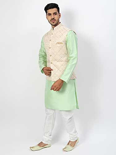 Image of Uri and MacKenzie Men's Silk Blend Kurta Pyjama with Stylish Embroidered Ethnic Jacket