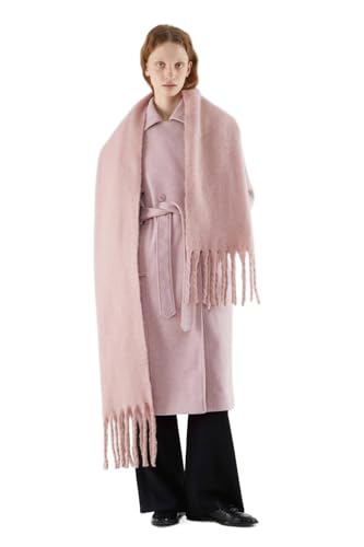 Écharpe tricot rose à franges Compania Fantastica longue et taille unique