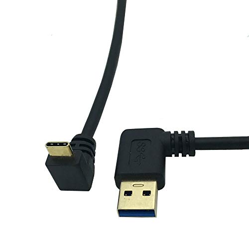 USB 3.0 変換アダプタ, 高速USB-C 3.1 オス 90度 to USB-A 3.0 オス 90度左向き ケーブル 超高速データ転送(最大5Gbps) USB Type-C機器対応 変換 延長 コネクタ