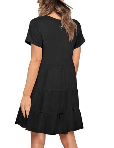 Nova In Sky Women's Summer Dresses 2025 Short Sleeve V-Neck Casual Loose Swing Button Down Casual T Shirt Dresses4