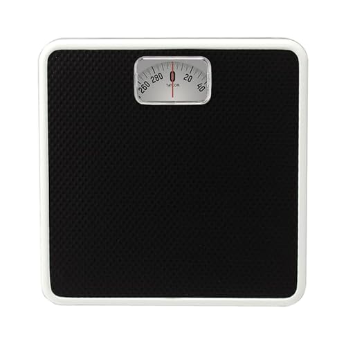 Taylor Analog Scale, Dial Scale for Body Weight, Mechanical Bathroom Scale, Highly Accurate Non-Digital Weighing Machine, Measures Weight up to 300 lb Capacity, Battery Free, FSA HSA Eligible, Black