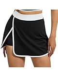 Miaeowve Damen Skort Sportrock Golfrock Freizeit Rock Skort Mit Innenshorts Schnelltrockner Outdoor Wanderrock Slim Fit Schwarz A XL