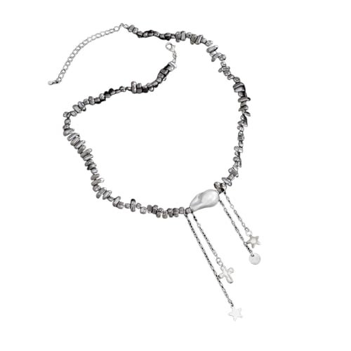 Collier ras du cou épais acrylique noir avec pendentif croix étoile pour homme