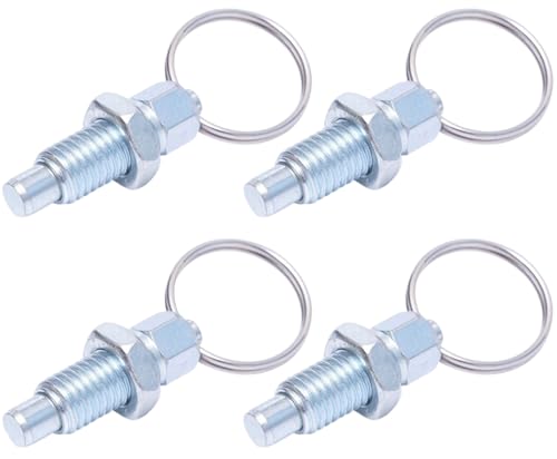 4pcs Carbon Steel Pull Ring Indexing Plunger, Retractable Spring Manual Plunger Quick Release Pin Spring-Loaded Plunger Pulls Ring Spring Plunger Replacement Spring Plunger Mechanic Accessories (M10)