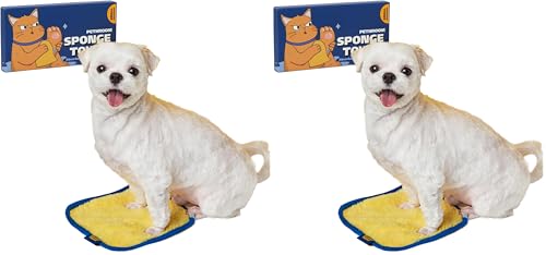 Image of PETHROOM] Portable Pet Towel for Dogs & Cats | Professional Pet Dryer, Super Absorbent & Quick-Drying Dog Dryer | Lightweight, Durable, Ultra-Soft (Small) 8 inchx 8 inch (Pack of 2)