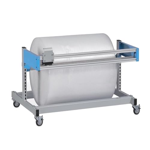 Dispenser con taglierina, porta carta da regalo resistente per rotoli larghi fino a 160 cm, stazione di imballaggio per pluriball