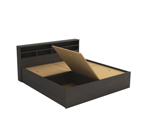 Image of DesignFit Engineered Wood King Size Bed with Box Storage | Wooden Double Bed Cot Palang Furniture for Bedroom Living Room (Wenge Finish) |1 Year Warranty