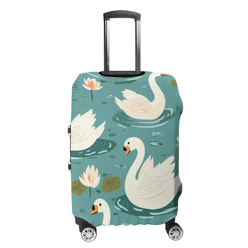 Ponds Swans Water Lilies Luggage Covers Washable Travel Suitcase Cover Elastic Baggage Protector4