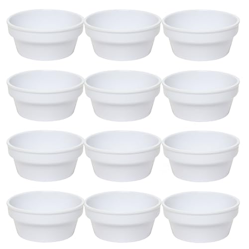 TrueCraftware- 4 oz Sauce Cup/Ramekin White Color Melamine Set of 12- Reusable Individual Round Condiments Cups Ramekins Dipping Sauce Cup Portion Dipping Sauce Kitchen Cups