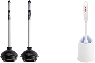 NEIKO 60170A Toilet Plungers | Dual Pack | Patented All-Angle Design & Vileda 148221 Deluxe Toilet Brush
