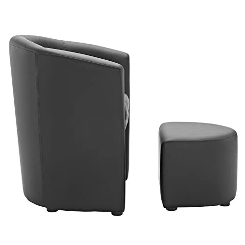 Modway Divulge Faux Leather Armchair And Ottoman Set In Black #TOP3