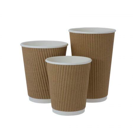 Go-Pak 12oz Ripple Coffee Paper Cup (kraft) 34CL/12oz - Take away cups (500)