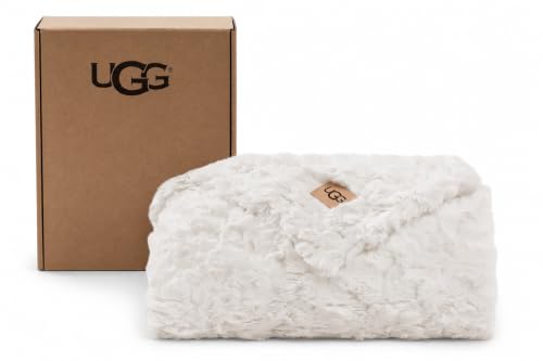 UGG Adalee Throw Blanket for Couch, Faux Fur Blanket, 50" x 70", White - image 1