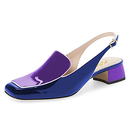 Image of YDN Women Closed Square Toe Block Low Heels Slingback Formal Loafer Dressy Shoes Office Lady Pump Size 4-15 US