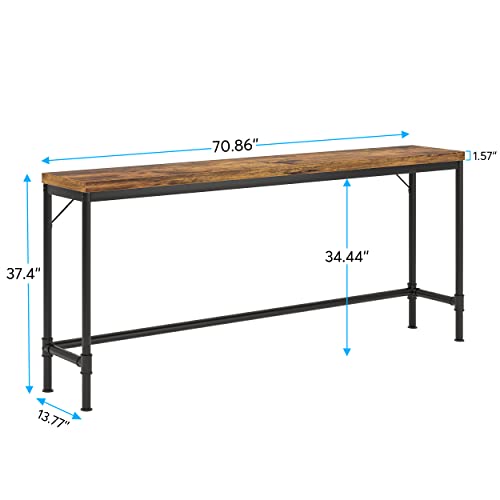 Tribesigns 70.9 Inch Extra Long Console Table, Narrow Sofa Table Behind Couch, Rustic Entryway Hallway Table Industrial Height Bar Table for Living Room