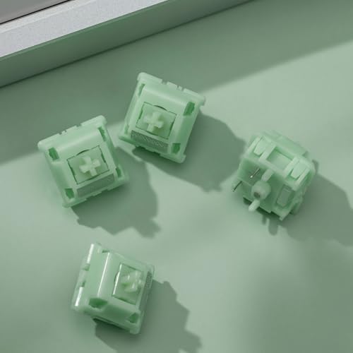 Image of OOCTPK Chilkey Jade Green Keyboard Switches, 5 Pin PCB Mount Pre-lubed Switches Linear with POM Housing, UPE /Stainless Steel Stem for Mechanical Gaming Keyboard (35pcs)