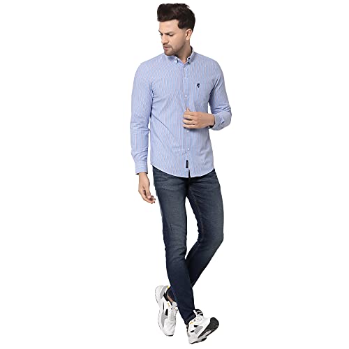 Image of Red Tape Men Sky Blue Striped Shirt