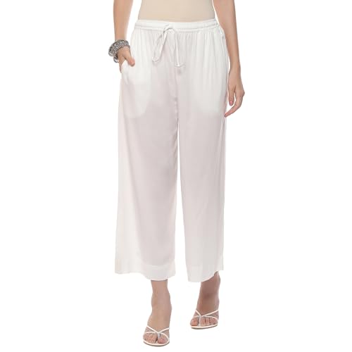Image of BIBA Women Rayon Regular Solid Pants
