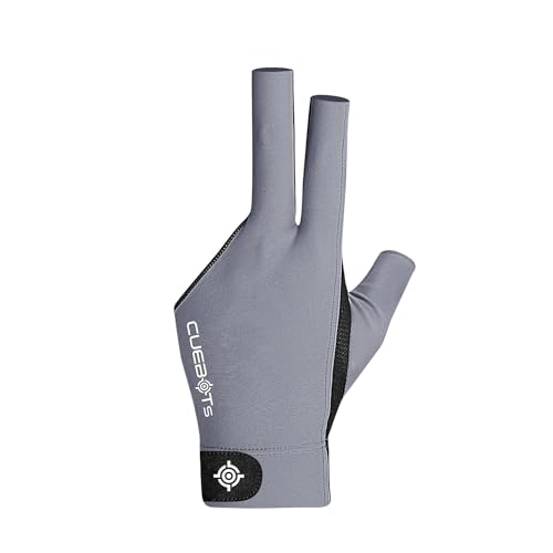 CUEBOTS Pure Pool Glove for Left Hand 3 Finger Billiard Gloves Low-Friction Cue Control Breathable Mesh & Adjustable Fit Sizes for Men & Women