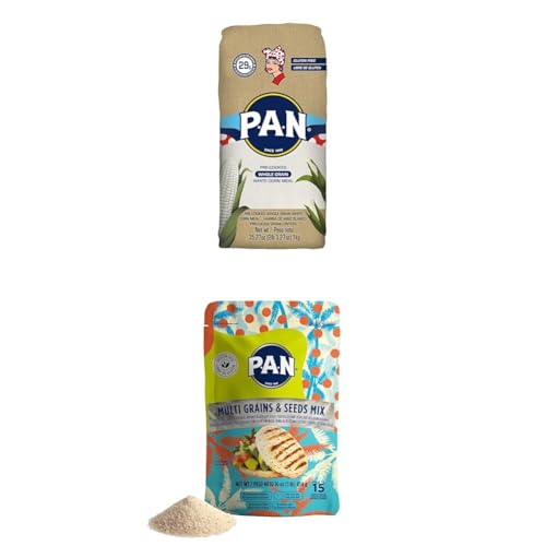 P.A.N. White Corn Meal Bundle: Whole Grain Pre-cooked (2lb 3.27oz) & Multi Grains & Seeds Mix with Chia, Sesame & Quinoa (16 oz) image 2