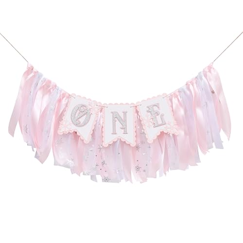 Winter-Onederland-Schneeflocken-Hochstuhl-Banner – Winter-Wunderland-Dekoration für den ersten Geburtstag, Schneeflocken-Hochstuhl-Banner, Winter-Onederland 1. Geburtstag, Girlande