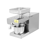 110V Electric Oil Press Machine, 610W Seed Oil Extractor, Preheating Temperature 392 °F, Automatic Oil Making Pressing Speed11.02 lbs/H, Stainless Steel Electric Hot/Cold Oil Extractor for Peanut